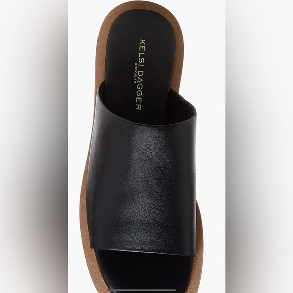 Kelsi Dagger Black Leather Slide Sandals - Picture 2 of 2